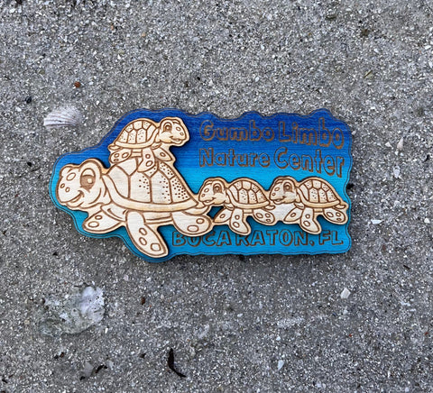 CUTE TURTLE FAMILY WOOD MAGNET