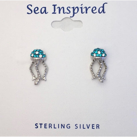 BLUE PAVE CRYSTAL JELLYFISH EARRING BOXED